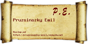 Pruzsinszky Emil névjegykártya